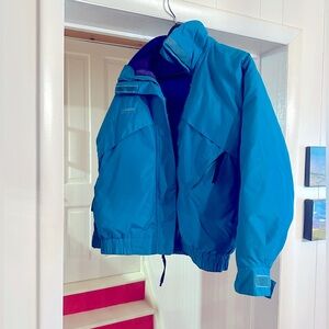 COLUMBIA WHIRLYBIRD VTG DOWN 3 WAY JACKET WOMENS M TURQ PURPLE COAT